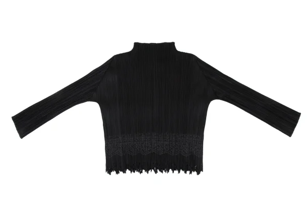 PLEATS PLEASE 黒カットソー プリーツプリーズPLEATS PLEASE 裾カッティングエンボスプリーツ