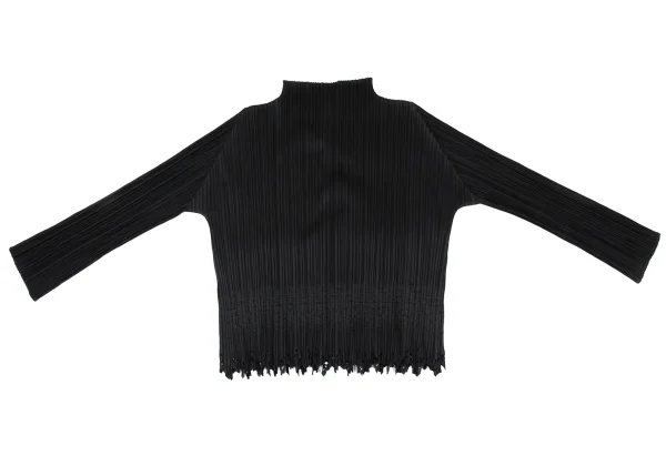 PLEATS PLEASE 黒カットソー プリーツプリーズPLEATS PLEASE 裾カッティングエンボスプリーツ