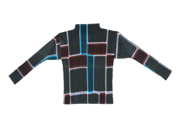 プリーツプリーズPLEATS PLEASE ブロック柄プリーツカットソー 深緑他3