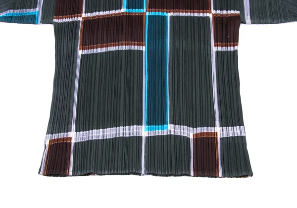 プリーツプリーズPLEATS PLEASE ブロック柄プリーツカットソー 深緑他3