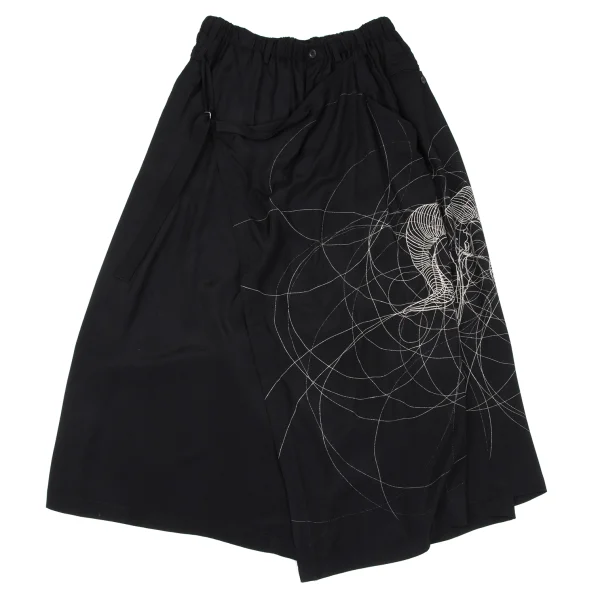BLACK Scandal Yohji Yamamoto Drawing Print Wrap Pants Black 3 K-167234_001