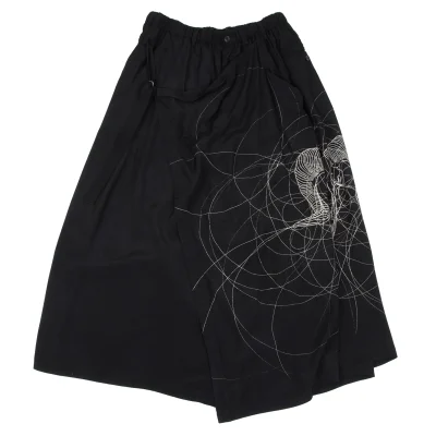 BLACK Scandal Yohji Yamamoto Drawing Print Wrap Pants