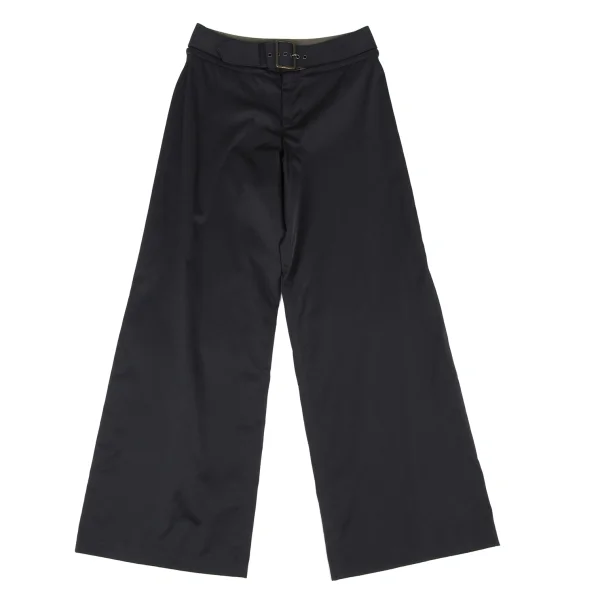 Jean Paul GAULTIER FEMME Nylon Cotton Waist Belt Design Wide Pants Black 40 K-167235_001