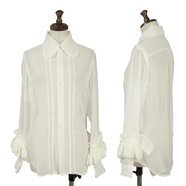 COMME des GARCONS Poly Frill See-through Blouse Cream M K-167241_001