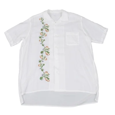 Y's for men Rayon Floral Embroidery Short Sleeve Open Collar Shirt