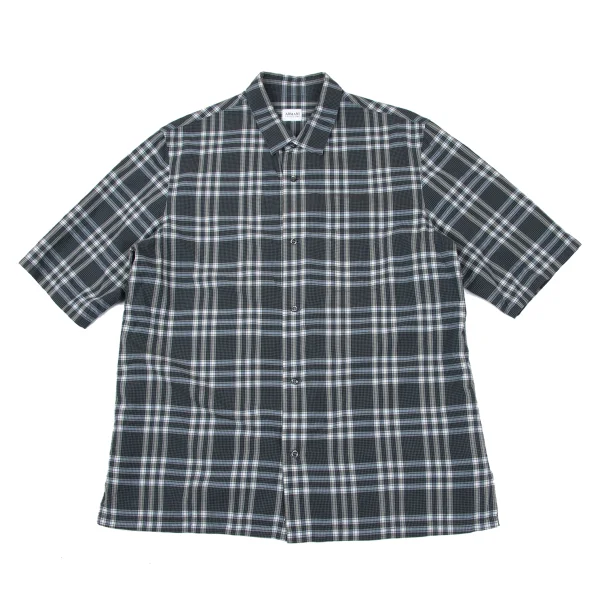 ARMANI COLLEZIONI Cotton Check Short Sleeve Shirt Grey L K-167248_001