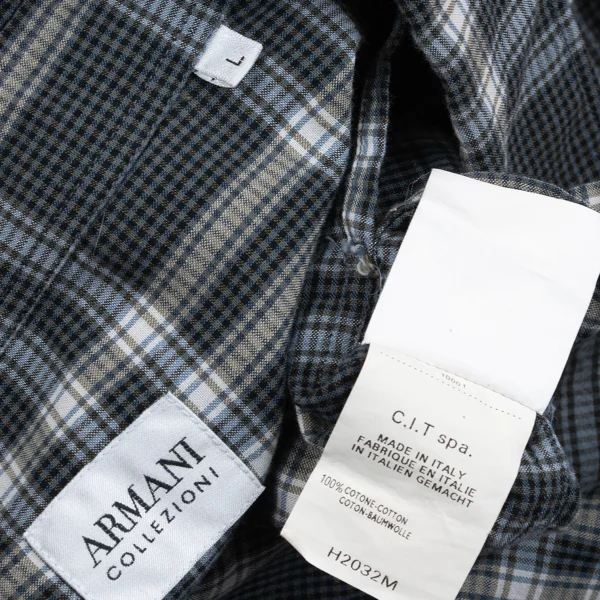 ARMANI COLLEZIONI Cotton Check Short Sleeve Shirt K-167248_012
