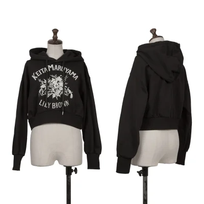 KEITA MARUYAMA×LILY BROWN Botanical Logo Print Cropped Hoodie