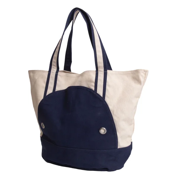 ISSEY MIYAKE I.S. Whale Canvas Tote Bag Ivory,Navy  K-167264_001
