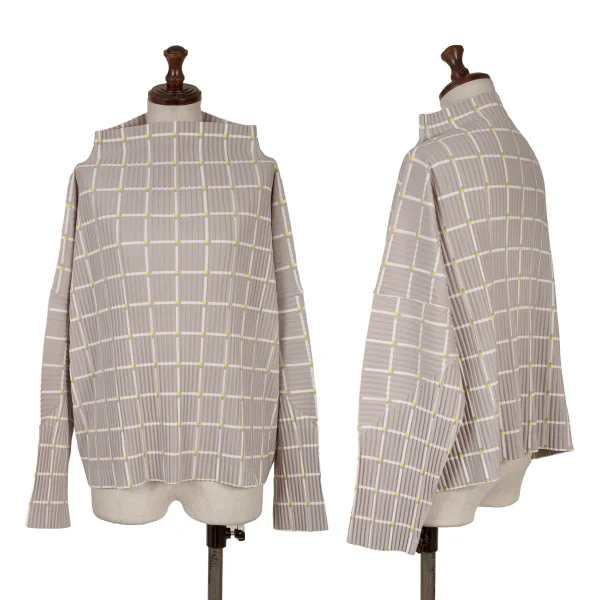 ISSEY MIYAKE me Check Pleats T Shirt Grey F K-167274_001