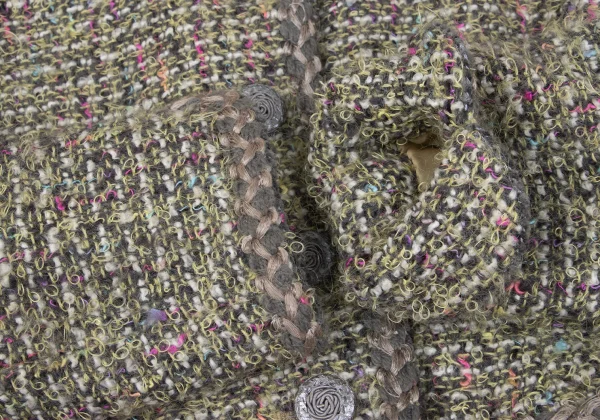 YUKI TORII Wool Blend Pile Tweed Collarless Jacket K-167290_007