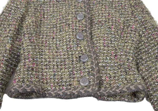 YUKI TORII Wool Blend Pile Tweed Collarless Jacket K-167290_008