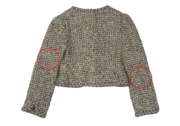 YUKI TORII Wool Blend Pile Tweed Collarless Jacket K-167290_012