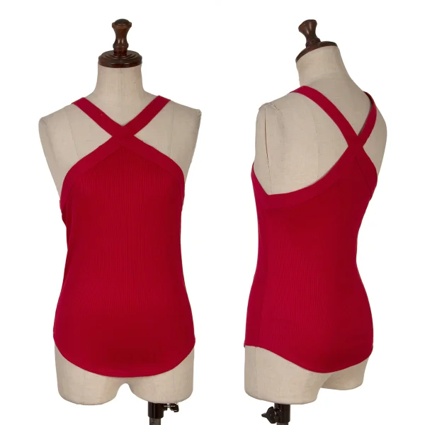 EMPORIO ARMANI Silk Blend Ribbed Sleeveless Top Red 38 K-167291_001