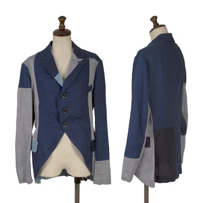 Y's Cotton Pattern Switching Peak Lapel Jacket