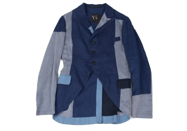 Y's Cotton Pattern Switching Peak Lapel Jacket K-167293_002