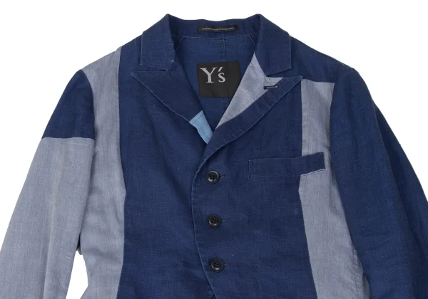 Y's Cotton Pattern Switching Peak Lapel Jacket K-167293_003