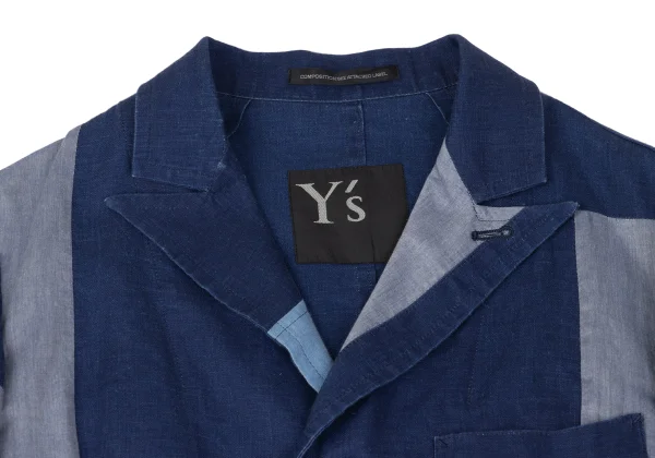 Y's Cotton Pattern Switching Peak Lapel Jacket K-167293_004