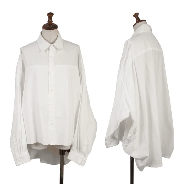 Y's Cotton Back Long  Wide Silhouette Long Sleeve Shirt White 2 K-167294_001