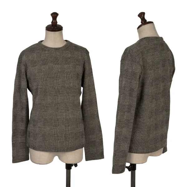 Y's Wool Blend Checker T Shirt Grey 2 K-167295_001