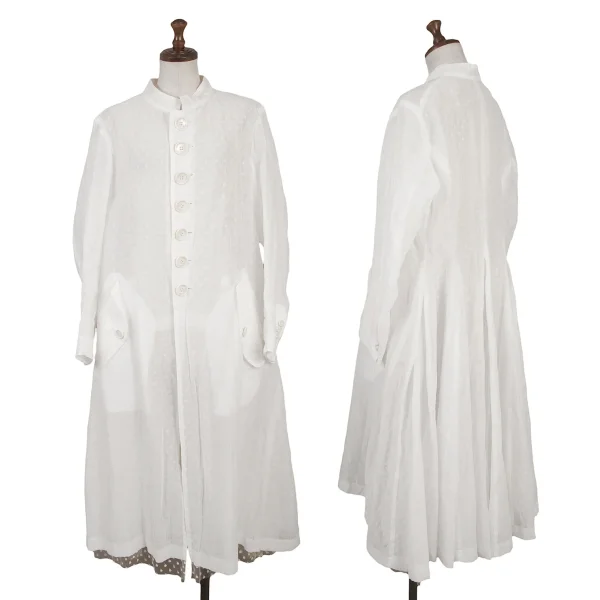 Unbranded Dot Lined Tulle Long Coat White S-M K-167299_001