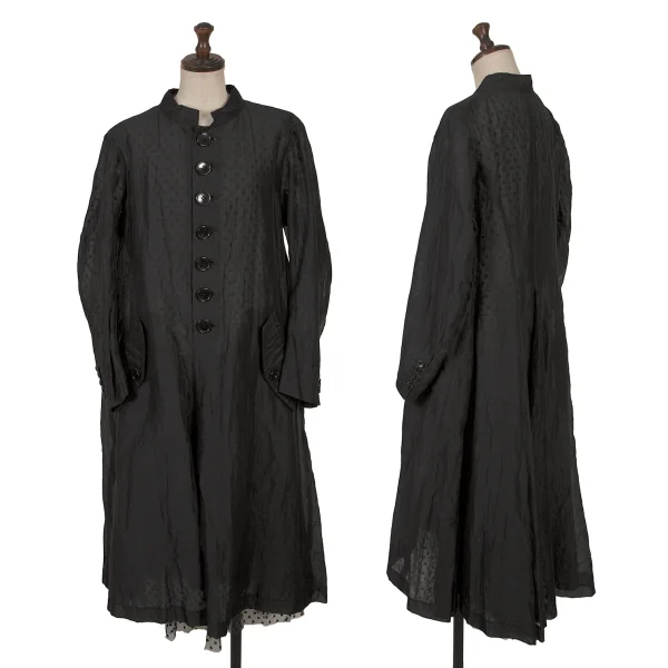 Unbranded Dot Lined Tulle Long Coat Black S-M K-167300_001