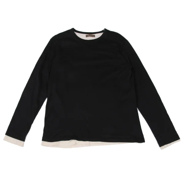 Y's for men Layered Design Long Sleeve T Shirt Black,Ivory 3 K-167306_001