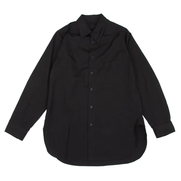 Yohji Yamamoto POUR HOMME Cotton Asymmetry Collar Shirt Black 2 K-167316_001