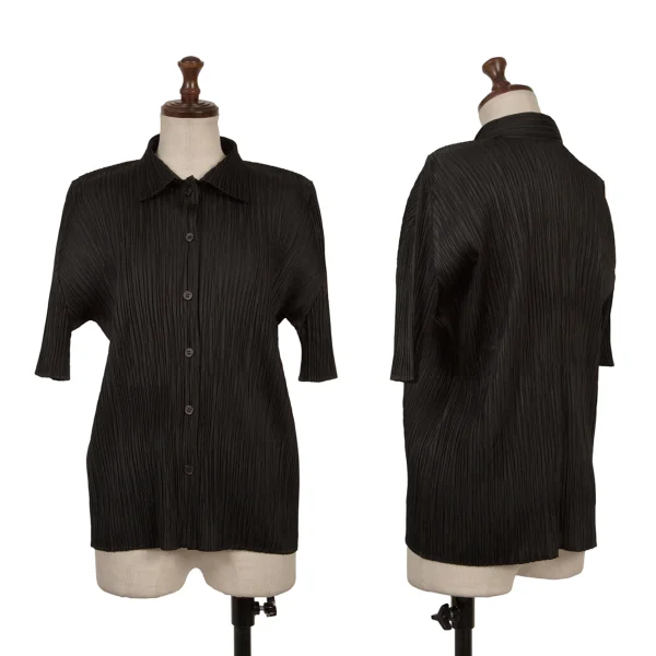 PLEATS PLEASE Short Sleeves Shirt Black 4 K-167322_001