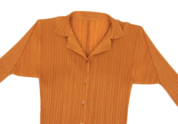 PLEATS PLEASE Pleated Open Collar Long Shirt K-167323_003