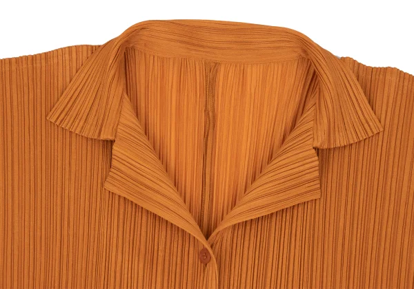 PLEATS PLEASE Pleated Open Collar Long Shirt K-167323_004