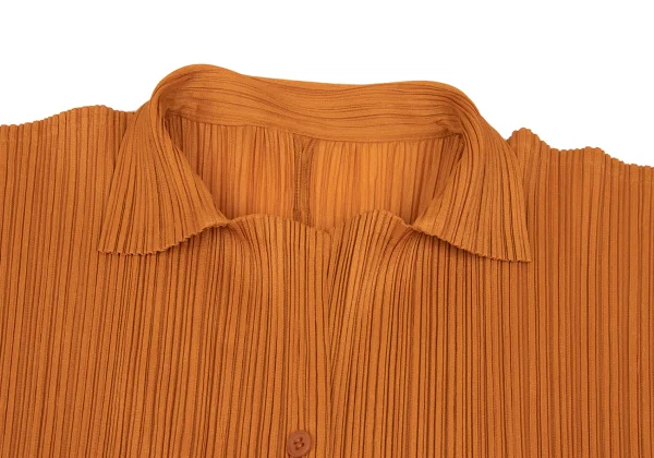 PLEATS PLEASE Pleated Open Collar Long Shirt K-167323_005