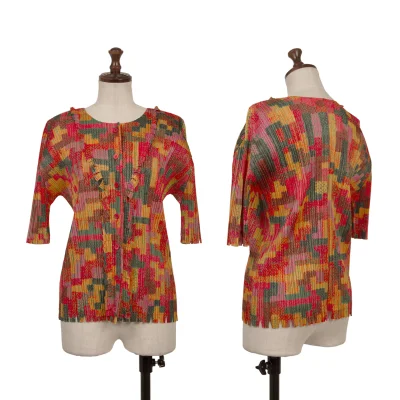 PLEATS PLEASE Cutting Graphic Printed Cardigan