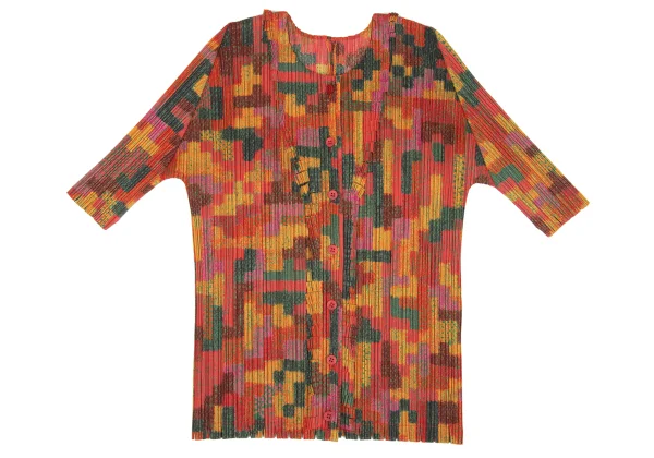 PLEATS PLEASE Cutting Graphic Printed Cardigan K-167325_002