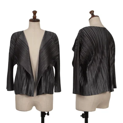 PLEATS PLEASE Shiny Pleated Buttonless Cardigan