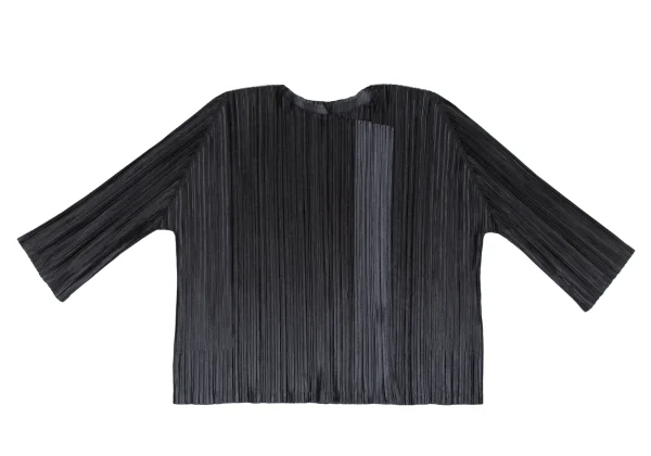 プリーツプリーズPLEATS PLEASE シャイニープリーツボタンレスカーディガン チャコール3 K-167327_002