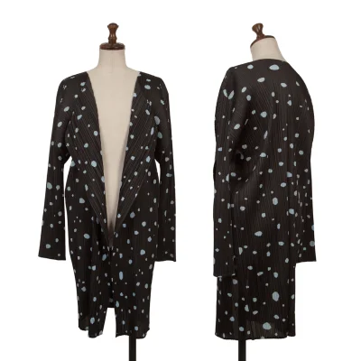 PLEATS PLEASE Dot Printed Buttonless Long Cardigan