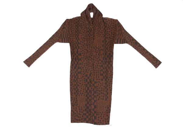 PLEATS PLEASE Dot Check Printed Halter Neck Long Cardigan K-167333_002