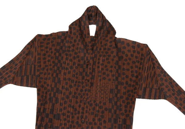 PLEATS PLEASE Dot Check Printed Halter Neck Long Cardigan K-167333_003