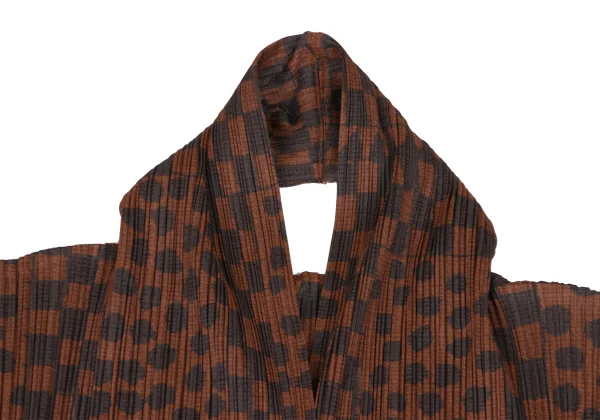 PLEATS PLEASE Dot Check Printed Halter Neck Long Cardigan K-167333_004