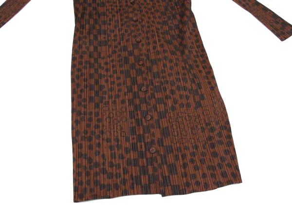 PLEATS PLEASE Dot Check Printed Halter Neck Long Cardigan K-167333_008