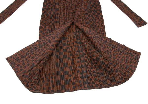 PLEATS PLEASE Dot Check Printed Halter Neck Long Cardigan K-167333_009