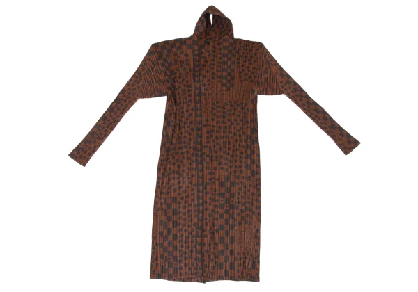 PLEATS PLEASE Dot Check Printed Halter Neck Long Cardigan K-167333_010