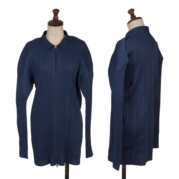 PLEATS PLEASE Zipper Jacket Blue S-M K-167338_001