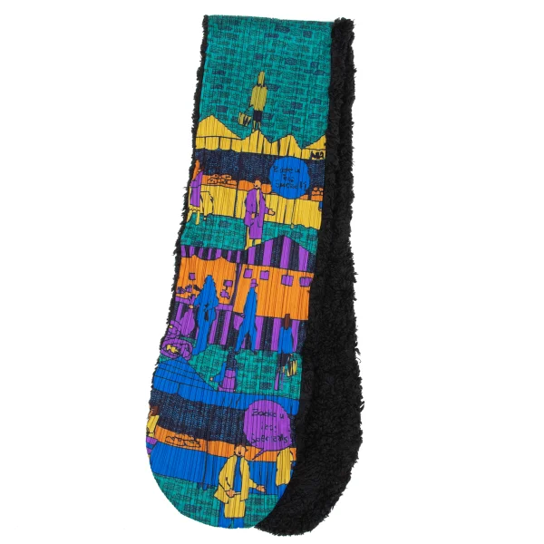 Unbranded Marche Print Boa Lined Stole Black,Multi-Color  K-167344_001