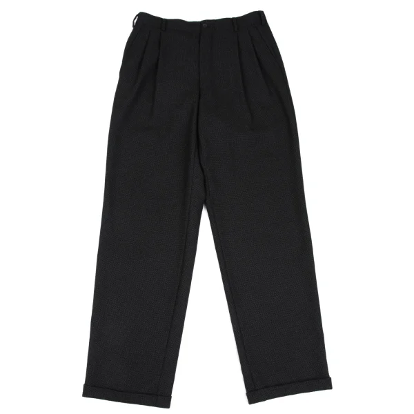 GIANNI VERSACE Wool Plaid Weave Tuck Double Pants Black 50 K-167350_001