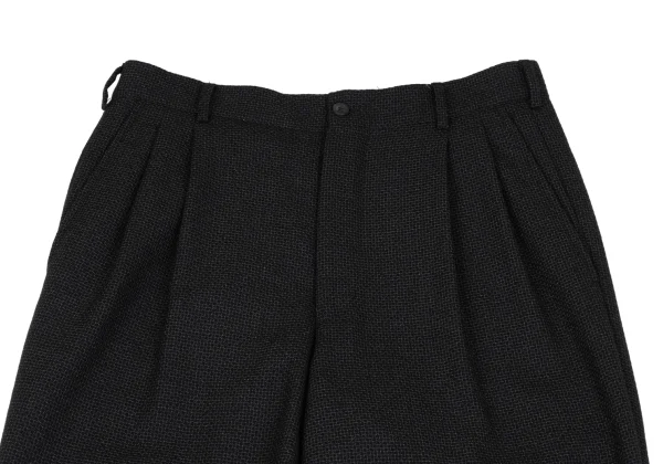 GIANNI VERSACE Wool Plaid Weave Tuck Double Pants K-167350_002