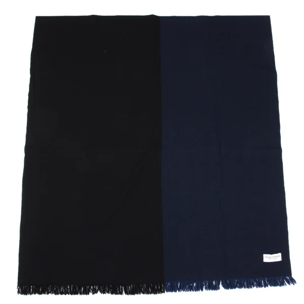 robe de chambre COMME des GARCONS Bicolor Fringe Large Stole Navy,Black  K-167352_001