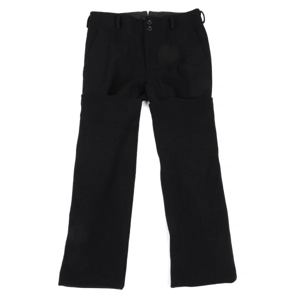 Y's Wool Rib Knit Layered Pants Black 3 K-167357_001