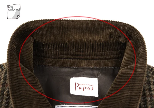 Papas Harris Tweed Corduroy Switching Check Jacket K-167365_004